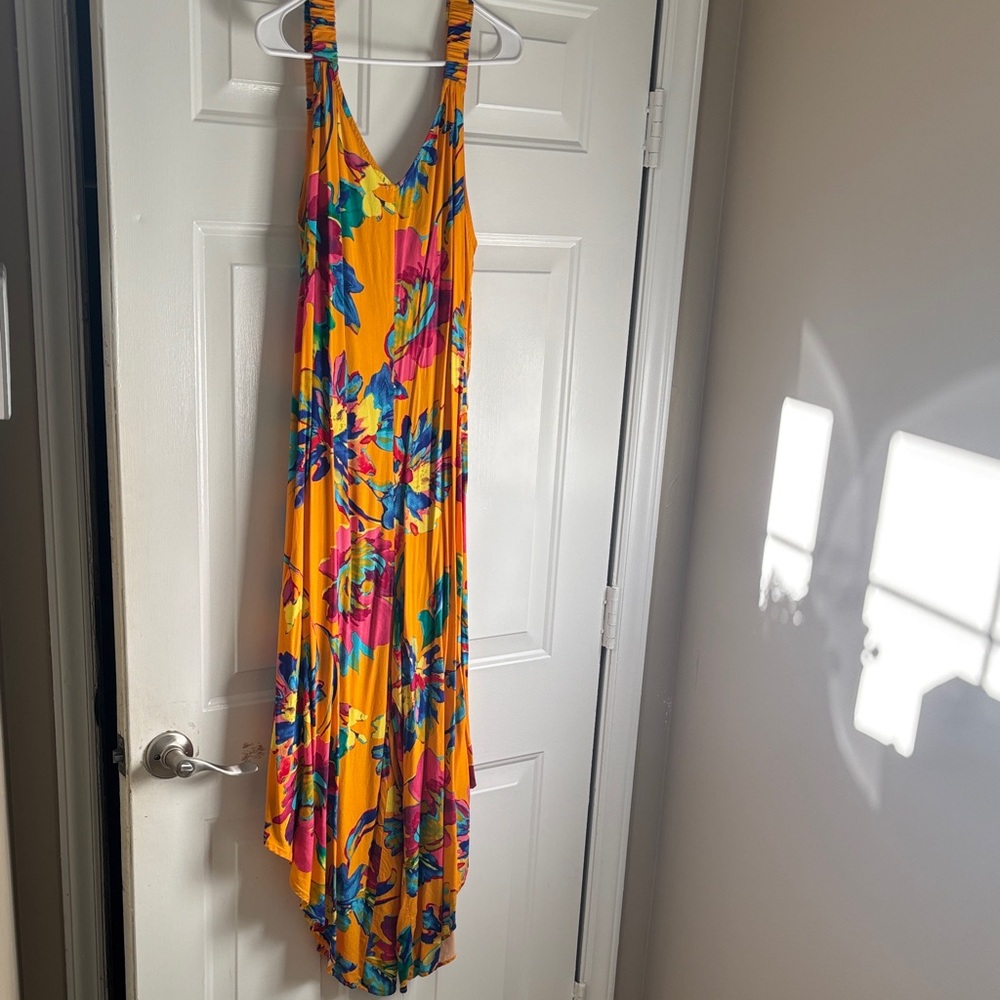 Vibrant Floral Jumpsuit in Golden Yellow